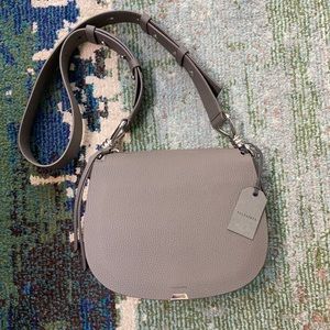 Allsaints Captain Lea Leather Purse in Storm Gray